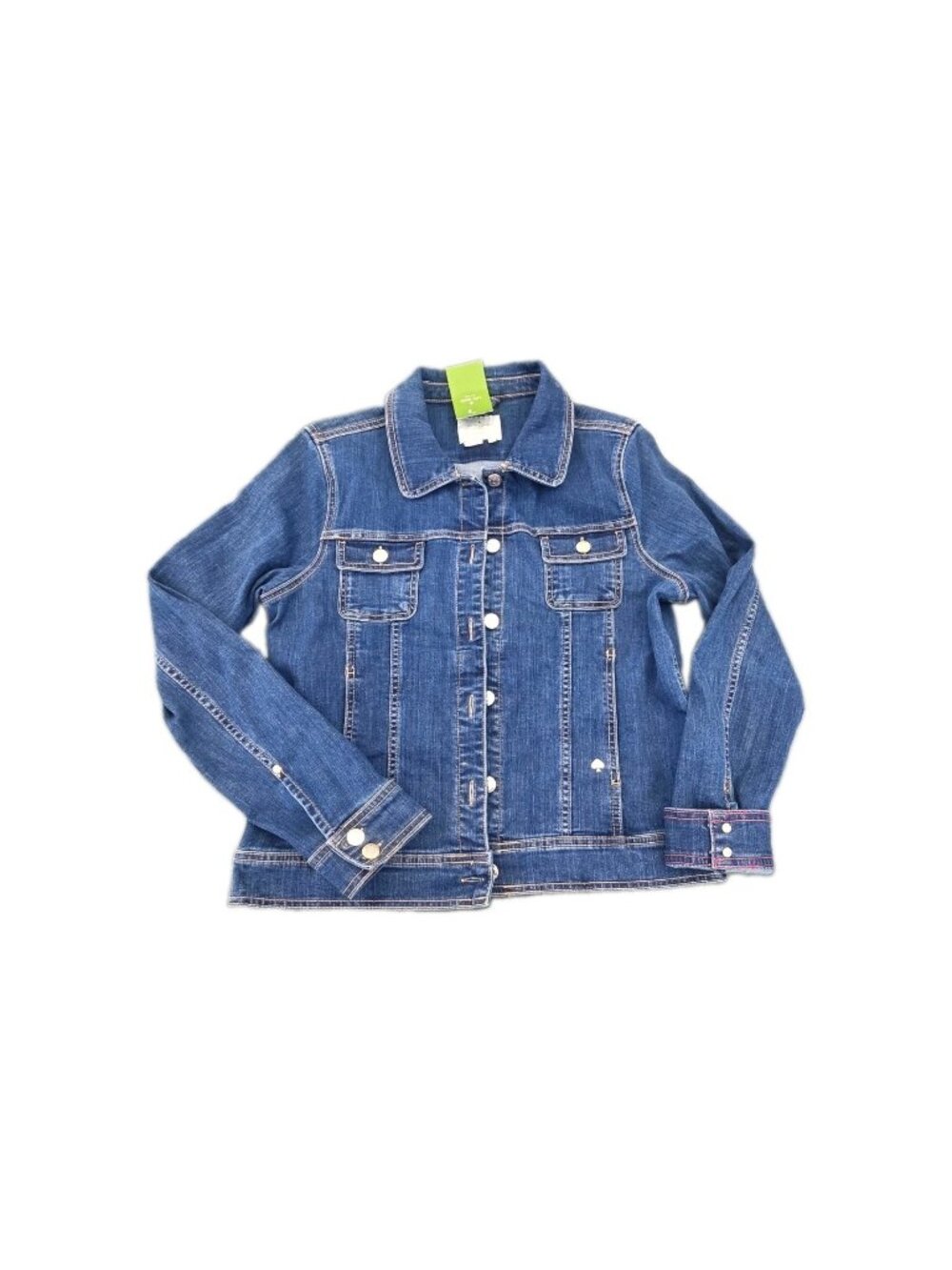 KATE SPADE Broome Street In Full Bloom Medium Wash Blue Denim Jean Jacket Sz L